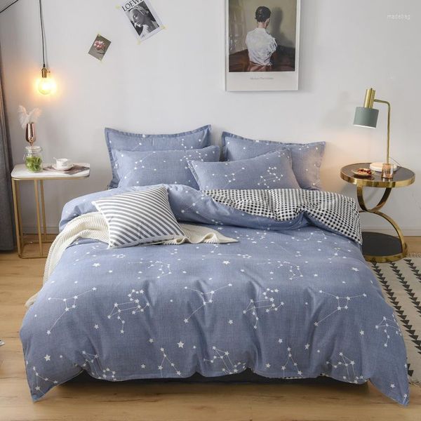 Set di biancheria da letto Copripiumino in cotone spazzolato Set copripiumino Letto delicato in quattro pezzi