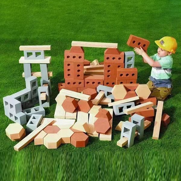 Bloklar 50pcs DIY Büyük Eva Tuğla Köpük Binası Çocuklar İçin Çocuk Oyun Alanı Açık Hava Oyuncakları Anaokulu Öğrenme Eğitim 230608