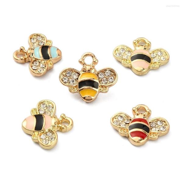 Charms PandaHall 40 Pz 4 Colori Smalto Mini Api Cristallo Strass Ape Animale Fascino Per La Creazione Di Gioielli