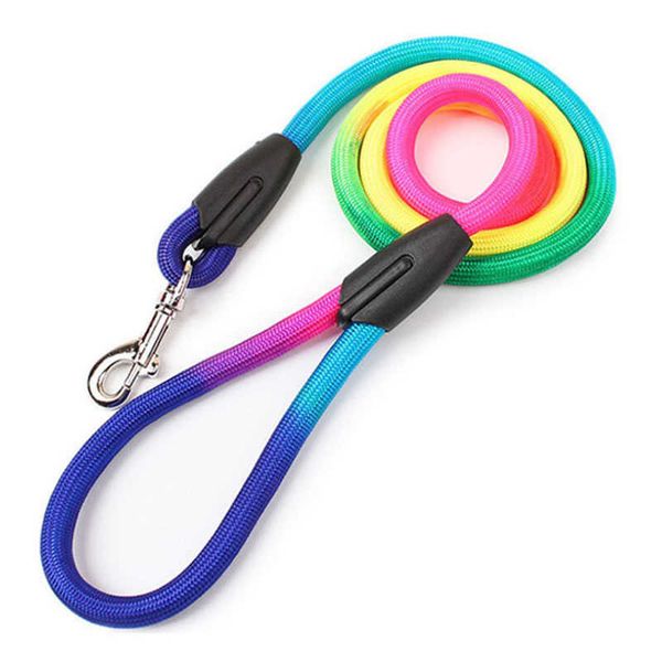 Coleiras para cães coleiras duráveis de nylon arco-íris 12M para animais de estimação treinamento de caminhada gatos cães arnês coleira cinta cinto corda Z0609