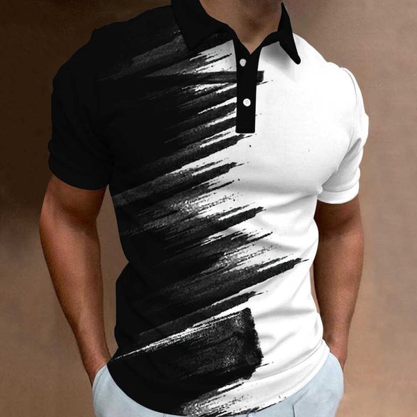 Camisa polo masculina de manga curta casual Sportswear respirável T-shirt costura documento moda