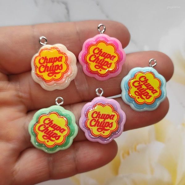 Charms 12pcs caramelle colorate pendenti fiore carino retro piatto cabochon artigianato gioielli fai da te accessori bracciale orecchini