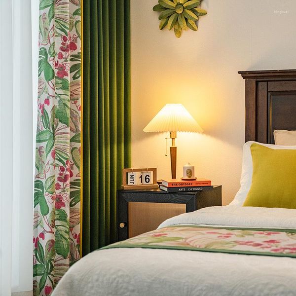 Vorhang American Pastoral Country Style Stoff 2023 Produkt Garten Heimdekoration für Schlafzimmer Erdbeerfarbe