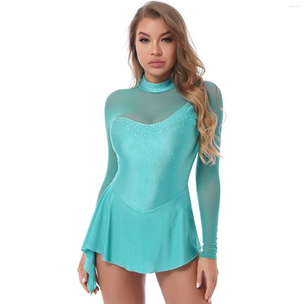 Abbigliamento da palcoscenico Donna Paillettes Balletto Danza Body Maniche lunghe Ginnastica Allenamento Abbigliamento da ballo Per la figura Pattinaggio su ghiaccio Spettacolo Eseguire costumi