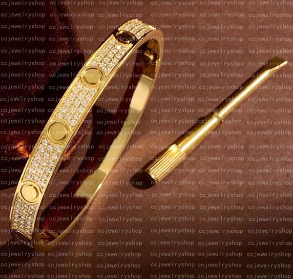 18K Chapado en oro Brazalete de alta calidad Moda clásica Amor Tornillo Pulsera Diamante para mujer Chica Boda Día de la Madre Regalos de joyería 6ULY