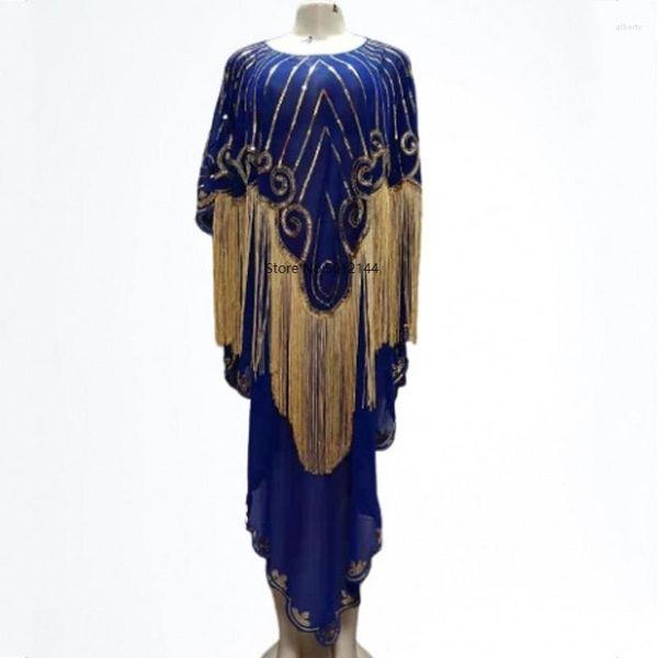 Roupas étnicas Vestidos africanos para mulheres Senhoras Renda Borla Dashiki Vestido Bazin Riche Roupas Tradicionais Headtie 2023 Traje Robe