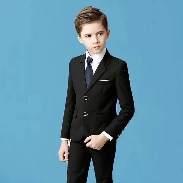 Set di abbigliamento Bambini Abito formale nero Fiore Ragazzi Abito da sposa Gentle Kids Birhtday Pograph School Costume da spettacolo di laurea 230608