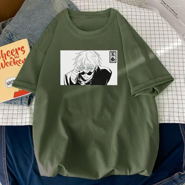 Magliette da uomo Jujutsu Kaisen - Gojou Satoru Stampe Magliette sportive da uomo O-Collo Stile Camicia traspirante Moda Abbigliamento maschile sottile