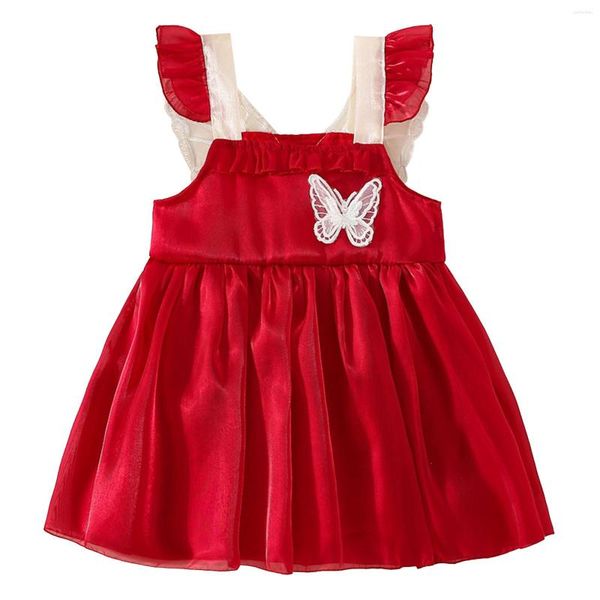 Mädchen Kleider Kleinkind Mädchen Ärmel Schmetterling Spitze Rüschen Sommerkleid Kleid Tanz Party Prinzessin Flagge Vintage