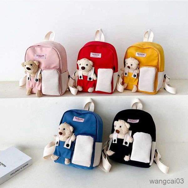 Rucksäcke Neue Kinder Bär Puppe Rucksack Kindergarten Kinder Schule Taschen Baby Mädchen Junge Schultasche Reise Kleinen Rucksack R230718