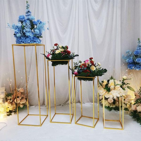Вазы 10шт/лот золотой цветочный ваза напольная столовая металлическая дорога Свадебное стол.