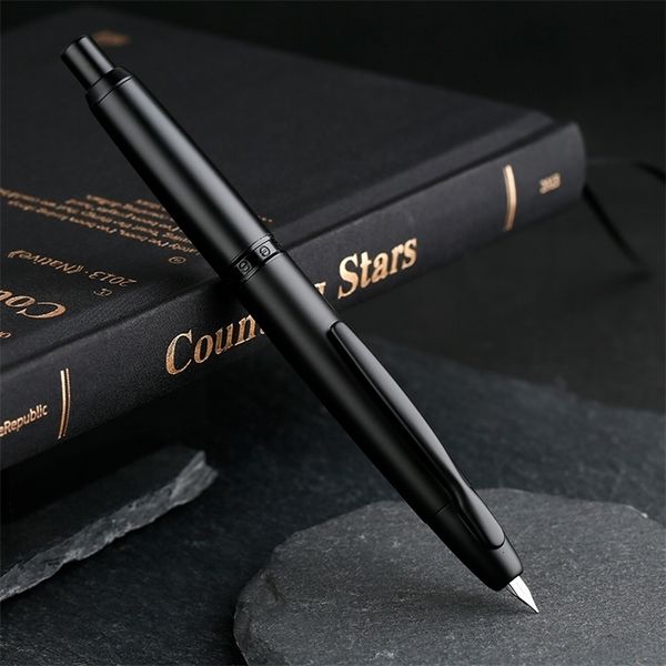 Фонтанные ручки плавно бренд Majohn A1 Retro Matte Black Выдвижной ручка 04 мм тонкие чернила Nib Press для написания канцелярских товаров HFUY 230608