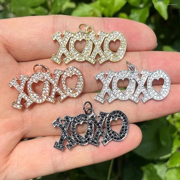 Charms 5pcs Циркония проложила любовь и объятие 30x16 мм для браслетов DIY