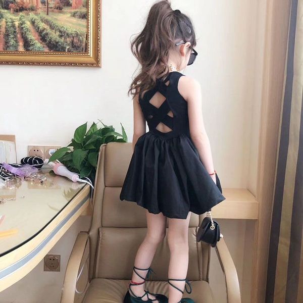 Mädchen Kleider Sommer Elegante Goth Kleider Schwarz Ärmelloses Tutu Kleid Rückenfrei Schulterfrei Party Kind 4 5 6 8 Jahre alt 230608