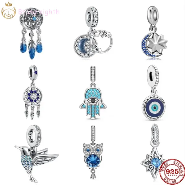 Para pingentes pandora, contas de prata esterlina Peace and Heath Evil Eye on Hand Charm