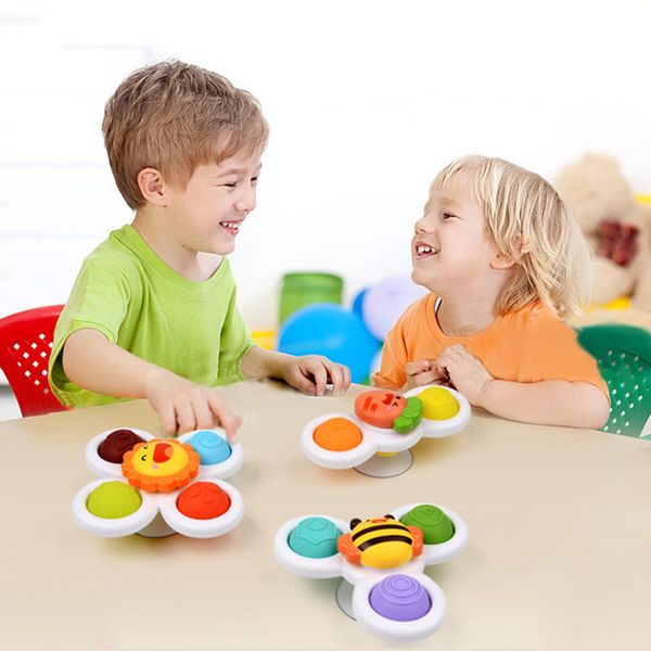 Pião giratório para bebês Brinquedos Montessori para crianças Banho Giratório Fidget Giratório Pop-up Ventosa Sensorial Brinquedo de ponta do dedo para crianças 230608