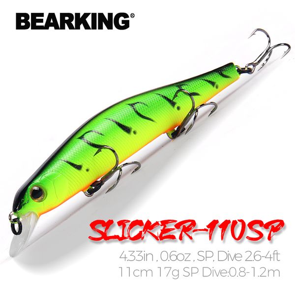 Iscas Iscas Bearking 11cm 17g sistema de peso do ímã longo modelo de fundição iscas de pesca isca dura mergulho 0,8-1,2m qualidade wobblers minnow 230608