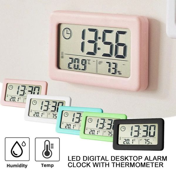 Schreibtisch Tischuhren Digitale LCD Mute Desktop Uhr Einfacher Temperatursensor Mini Home Hygrometer Messgerät Schlafzimmer Innen LED Elektronischer Alarm 230608
