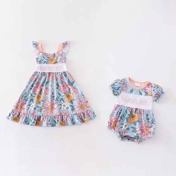Vestidos de menina Girlymax irmão verão bebê meninas Dots de algodão babados com listras de morango floral vestido de vestido de crianças roupas 230609