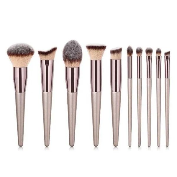 Premium-Make-up-Pinsel-Set, 10-teilig, Werkzeuge, Champagner, Goldfarbe, Holzgriff, Kosmetikpinsel für Lidschatten, loses Puder, Rouge, Drop-Shipping