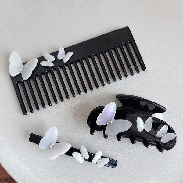 Leichte Luxus 3D Schmetterling Haar Clips Haar Klaue Mädchen Französisch Stil Haarnadeln Kamm Frühling Clips Kopfbedeckung Haar Zubehör