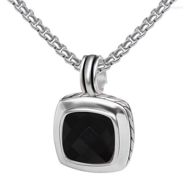 Подвесные ожерелья 14 мм Черное кубическое циркониевое открытое ожерелье из пряжки белое золото