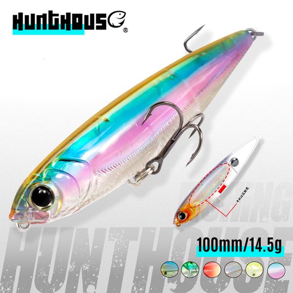 Köder Köder Hunthouse 3DR Bleistift Topwater Angelköder 100 mm 14,5 g WTD Top Water Bait Oberfläche Reflektierende schwimmende Angelköder für Seebarsch 230608