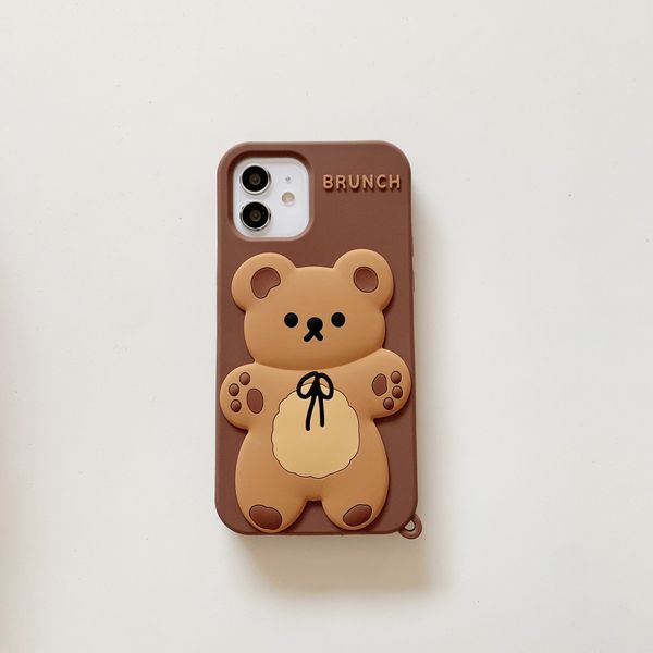 DHL grátis atacado Cartoon Cute 3D Bear Doll Pingente Capa de silicone de alta qualidade para Iphone 14 13 12Mini 11 pro max Capa de telefone