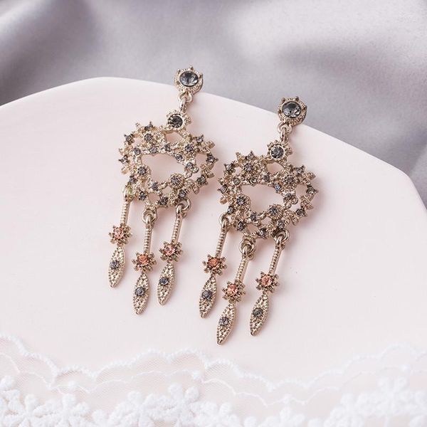 Dangle Oorbellen S925 Zilveren Naald Zirkoon Fashion Design Dream Catcher Feather Tassel Drop Ear Dames Meisjes Sieraden