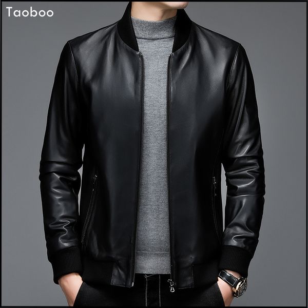 Jaqueta masculina de couro falso Taoboo marca jaqueta de inverno casual clássica jaqueta de motocicleta masculina bomber voo macio casaco de pele de carneiro Outwear 230608