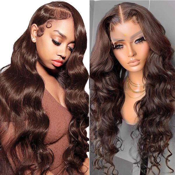 Pedaços de cabelo HD Lace Front Human On Sale Body Wave 13x4 Glueless Frontal Para Mulheres Castanho Natural Brasileiro 230609