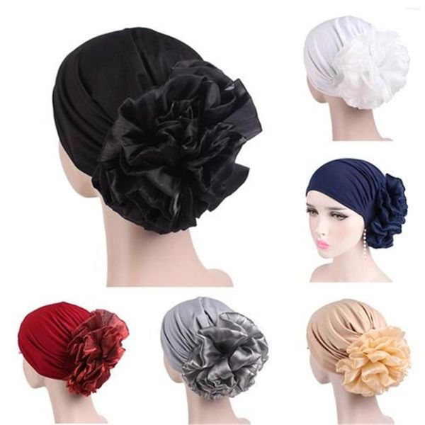 Berets 1 PCS Frauen Muslim Solide Blumen Krebs Chemo Hut Mode Turban Stirnbänder Haarausfall Wrap Kopfbedeckung Abdeckung Zubehör