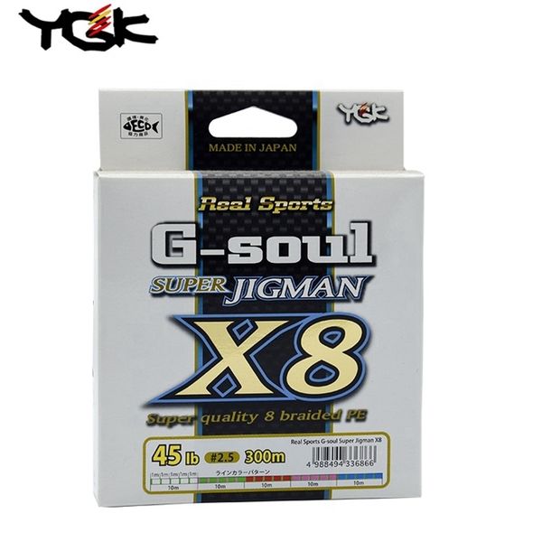 Linha Trança 100% Original Japão Importado YGK G-SOUL X8 JIGMAN PE 8 Tranças Pesca 200M 300M PE Linha Produtos de Qualidade Licença Fio trançado 230608