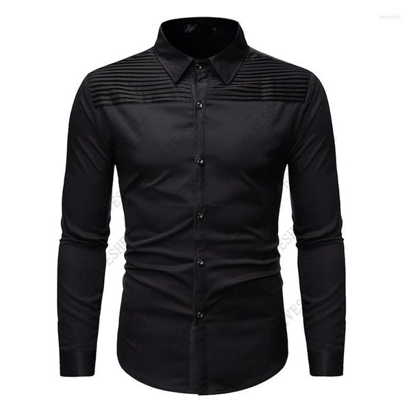 Camicie casual da uomo Camicia da smoking da uomo Colletto rovesciato bianco da uomo Abito a maniche lunghe slim fit Abito formale da sposa per uomo