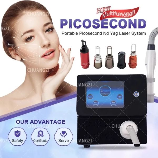 2023 Macchina laser a diodi Picosecond Tattoo Removal Laser RF Equipment Q Switched Nd Yag Wash Lentiggini Rughe facciali