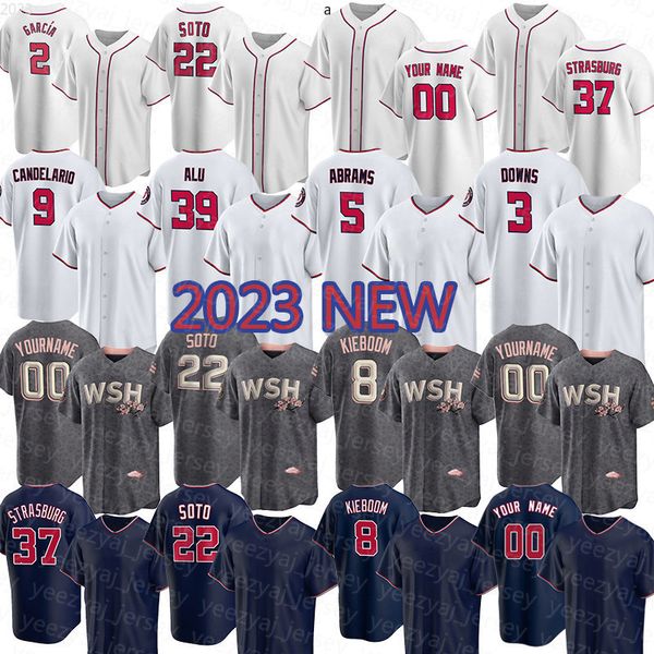 Camisas masculinas de beisebol 2023 Nova mulher Joey Meneses 2 Luis Garcia 28 Lane Thomas Alex Call Carter Kieboom Stephen Strasburg Jeimer Candelario