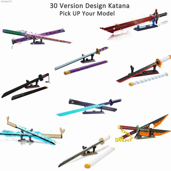 Samurai Schwert Bausteine Ninja Yamato Klinge Katana Japanischen Anime Nichirin Messer Ziegel MOC Spielzeug für Erwachsene Geschenke L230518