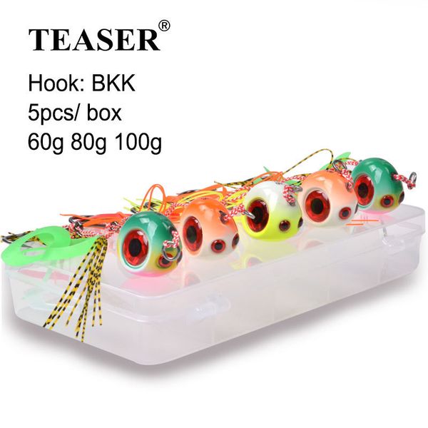 Köder Köder TEASER 5 Stück 60 g 80 g 100 g BKK Tai Gummiröcke Haken Tenya Inchiku Jig-Köder-Set Sliding Snapper Kabura Seebrasse Jigkopf Angeln 230608