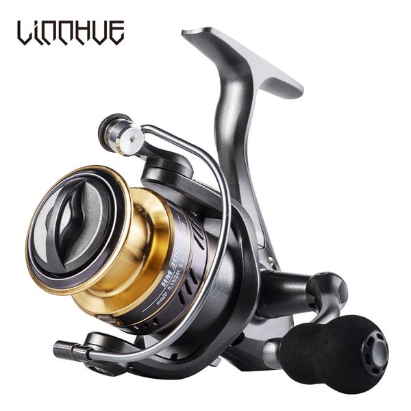 Carretilhas de pesca LINNHUE HM1000-7000 Carretilha giratória 8kg Max Drag Reel Fishing 5.2 1 Speed Metal Spool Ball Grip Carretel de pesca 230608