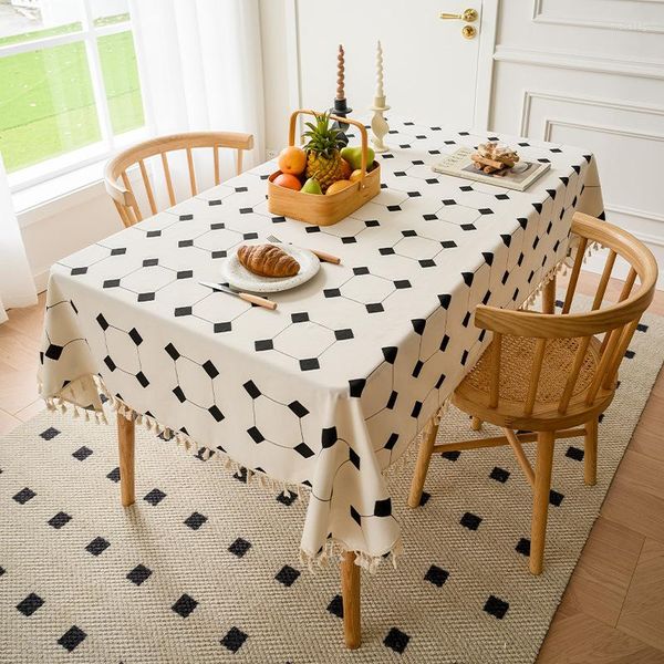 Toalha de mesa à prova de óleo listrada geométrica capa à prova d'água ponto preto jantar para festa de casamento decoração do restaurante