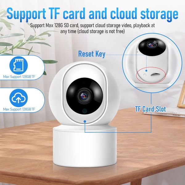 Telecamera WiFi Sorveglianza Sicurezza Baby Monitor Automatico Human Tracking Cam Videocamera per interni con visione notturna a colori