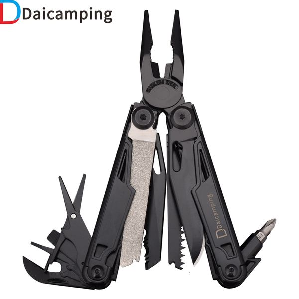 Ferramentas de Poda Daicamping DL12 EDC Multi Multifuncional 7CR17MOV Alicate Camping Gear Blade Multitools Clip Army Swiss Folding Knife 230609