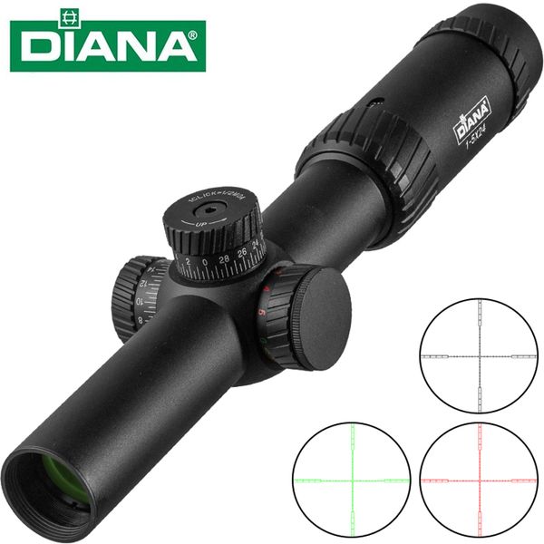 DIANA 1-5X24 Jagd taktische optische Anblick Revolverschloss Airsoft Zubehör Zielfernrohr Reichweite Spektiv für die Gewehrjagd