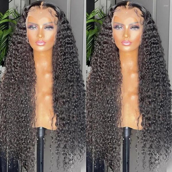 Perucas frontais de ondas profundas brasileiras para mulheres 13 x 4 cabelo humano encaracolado feminino pré-depilado peruca de linha fina