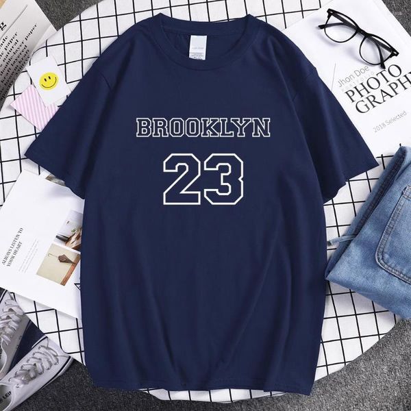 Herren T-Shirts Brooklyn 23 USA City Street Brief Hochwertiges Druckhemd Männliches Baumwoll-T-Shirt Lustige weiche Kleidung Retro Cooles T-Shirt Männer