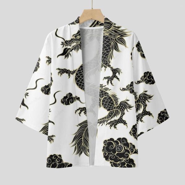 Herren Freizeithemden Kimono Herren Japanische Yukata Asiatische Kleidung Strickjacke Hemd Traditionelle große Kimonos Haori Printe Tops