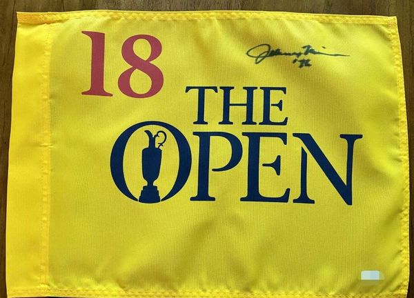 JOHNNY MILLER Autogramm signiert Auto-Sammelobjekt MASTERS Open Golf-Pin-Flagge