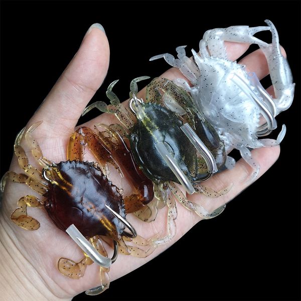 Köder lockt HENGJIA 3 Stück 19 g 3D-Simulation Krabbenköder mit Haken künstlicher weicher Silikonköder Angelköder Salzwasser leurre peche en mer 230608