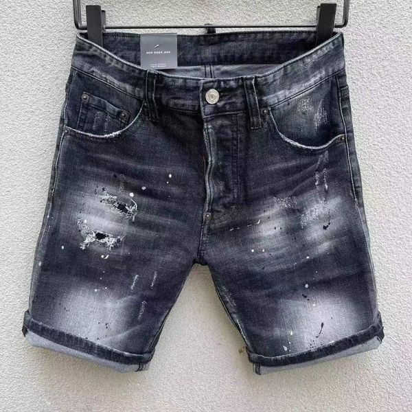 Herrenjeans 2023 Herren Black Hole Scratched Fashion Short Shorts D01#