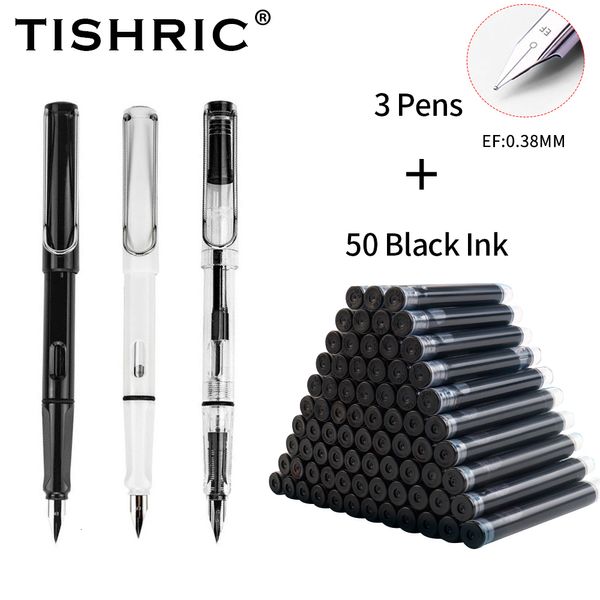 Penne stilografiche TISHRIC 3 pen50 penna a inchiostro 038mm Standard Classic Office Pen Tip Ink DualUse Materiale scolastico Cancelleria 230608